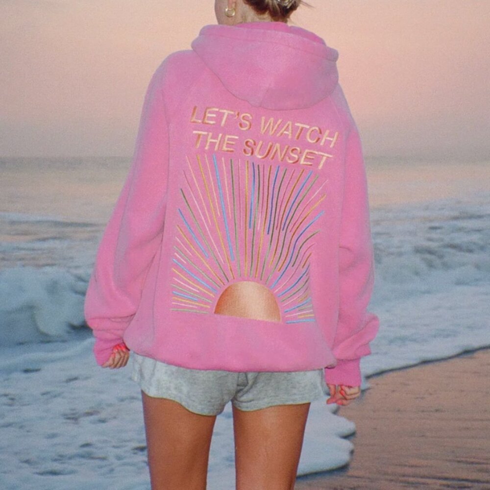 Dandy "Let's Watch The Sunset" Oversized Lux Hoodie in Vintage Washed Pink